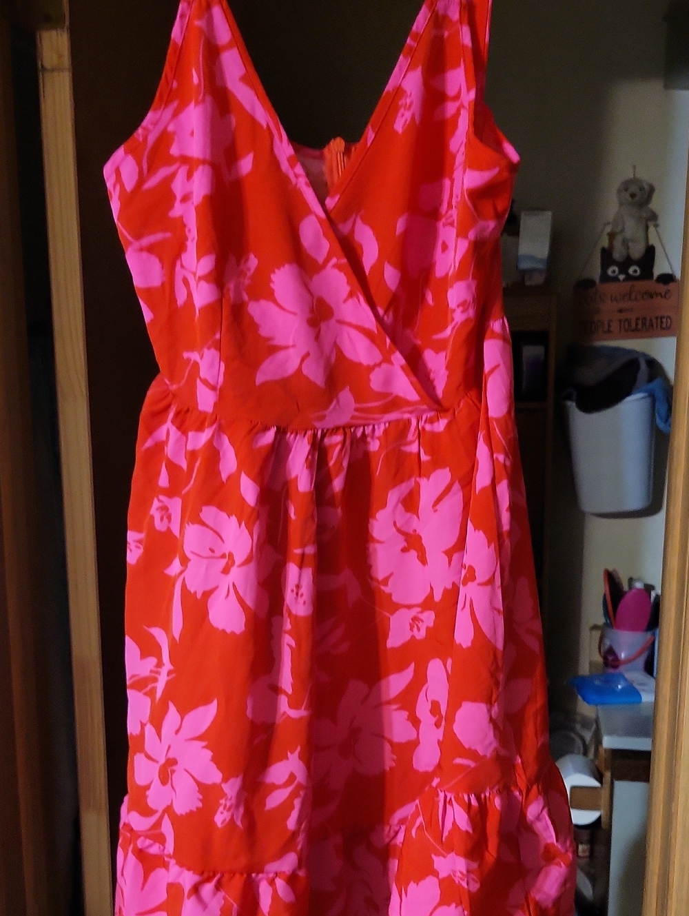 Cupshe Red and Pink Floral V‑Neck Midi Sundress